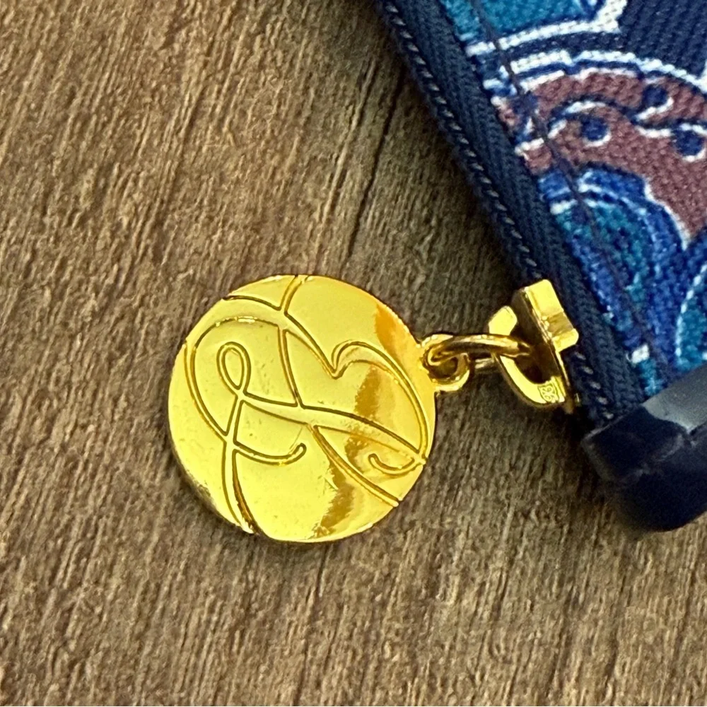 Estée Lauder Blue Paisley Patterned Pouch Cosmetic‎ Bag Zipper Gold Pull Tab